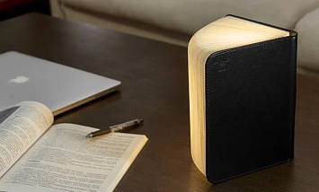 Світильник-книга Gingko Smart Book на акумуляторі натуральна шкіра, чорний, фото 5