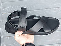 Стильные мужские кожаные сандалии черного цвета