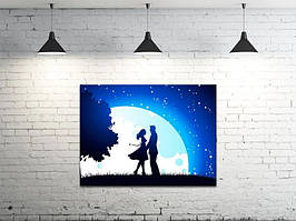 Картина на полотні на стіну для інтер`єру/спальні/прихожої DK Пара під місяцем (DKP4560-l701)