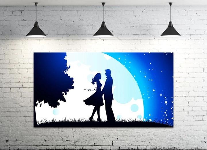 Картина на полотні на стіну для інтер`єру/спальні/прихожої DK Пара під місяцем (DKP4560-l701) 50х100 см