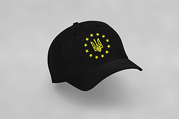 Кепка чорна  "Тризуб ЄС"