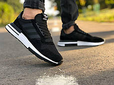 Чоловічі кросівки Adidas ZX 500 RM Black Camo кросівки Адідас ЗХ 500 повітропроникні чорні замші текстиль, фото 3