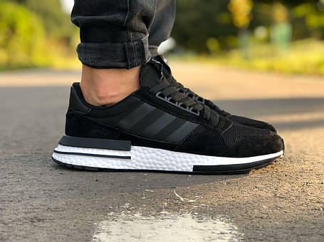Чоловічі кросівки Adidas ZX 500 RM Black Camo кросівки Адідас ЗХ 500 повітропроникні чорні замші текстиль, фото 1