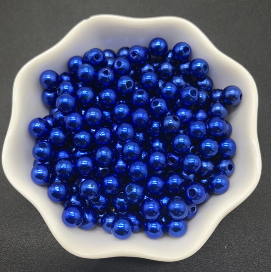 Намистини під перли 6 мм, синій (50 шт)