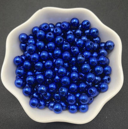 Намистини під перли 6 мм, синій (50 шт), фото 2