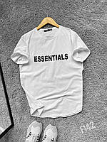 Футболка Essentials белая / Мужские качественные хлопковые футболки / Футболки с надписью мужские