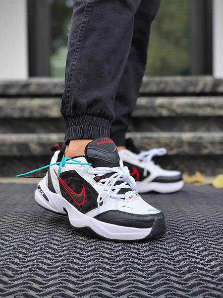 Nike air monarch black white red hot sale