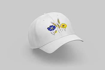 Кепка з цікавим дизайном "СИНЬО-ЖОВТІ КВІТИ"