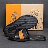 Літні чоловічі шкіряні шльопанці Jordan Джордан чорні з бежевим спортивні з натуральної шкіри на літо *J2/5р літо*, фото 2