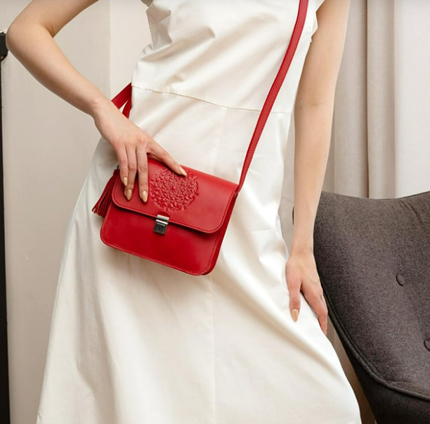 Жіночі сумки з натуральної шкіри стильні через плече, шкіряні жіночі сумки модні якісні Червоний
