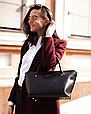 Жіноча сумка класична з натуральної шкіри стильна, сумки через плече жіночі шкіряні якісні Чорний, фото 5