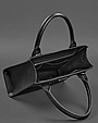 Чорна шкіряна жіноча сумка через плече, модні жіночі сумки з натуральної шкіри класична ділова, фото 3