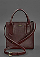 Бордова жіноча шкіряна сумка через плече, модні жіночі сумки з натуральної шкіри класична ділова, фото 2