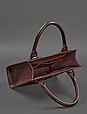 Бордова жіноча шкіряна сумка через плече, модні жіночі сумки з натуральної шкіри класична ділова, фото 3