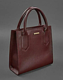 Бордова жіноча шкіряна сумка через плече, модні жіночі сумки з натуральної шкіри класична ділова, фото 5