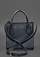 Синя шкіряна жіноча сумка через плече, модні жіночі сумки з натуральної шкіри класична ділова, фото 2