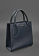 Синя шкіряна жіноча сумка через плече, модні жіночі сумки з натуральної шкіри класична ділова, фото 4