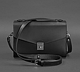 Крута жіноча сумка з натуральної шкіри класична, стильна жіноча сумка шкіряна Чорна, фото 5