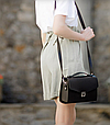 Крута жіноча сумка з натуральної шкіри класична, стильна жіноча сумка шкіряна Чорна, фото 7