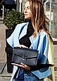 Жіночі сумки з натуральної шкіри крута класична, стильна жіноча сумка шкіряна через плече Синя, фото 6