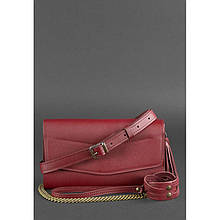 Шкіряна жіноча сумочка ручної роботи Бордова, модна дизайнерська дамська сумочка шкіряна кросбоді поясна