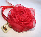 Чекер з великою квіткою на шию "Червона чайна троянда", фото 3