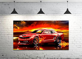 Картина на полотні на стіну для інтер`єру/спальні/прихожої DK Вогнене авто (DKP4560-M801) 50х100 см