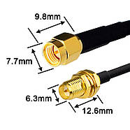 Mimo спліттер антенний SMA Male - 2 RP SMA Female 15 см кабель пігтейл адаптер перехідник для модемів роутерів, фото 2