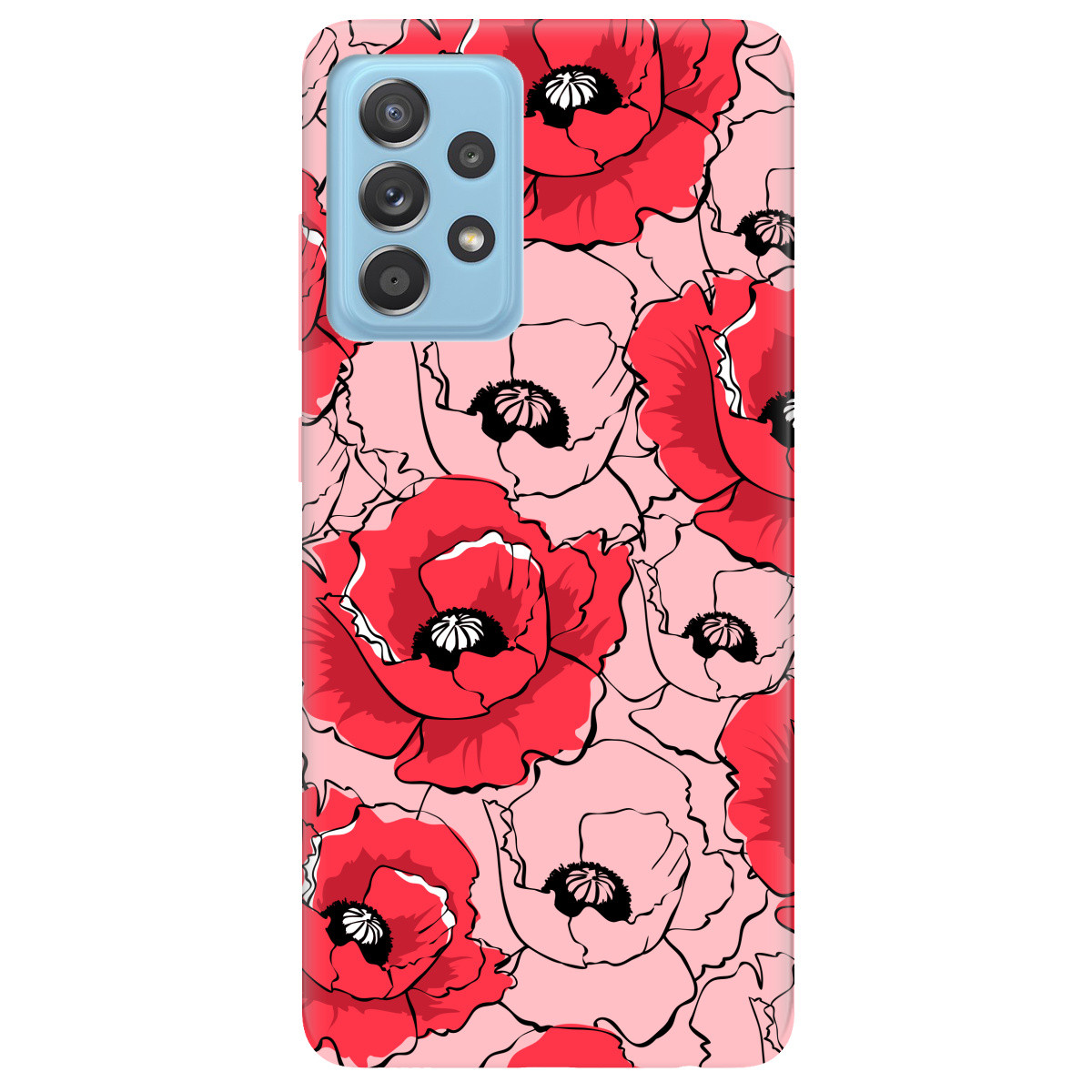 Чохол (бампер) з оригінальним принтом на телефон Samsung Galaxy A52s | матовий (рожевий) "Red poppy"