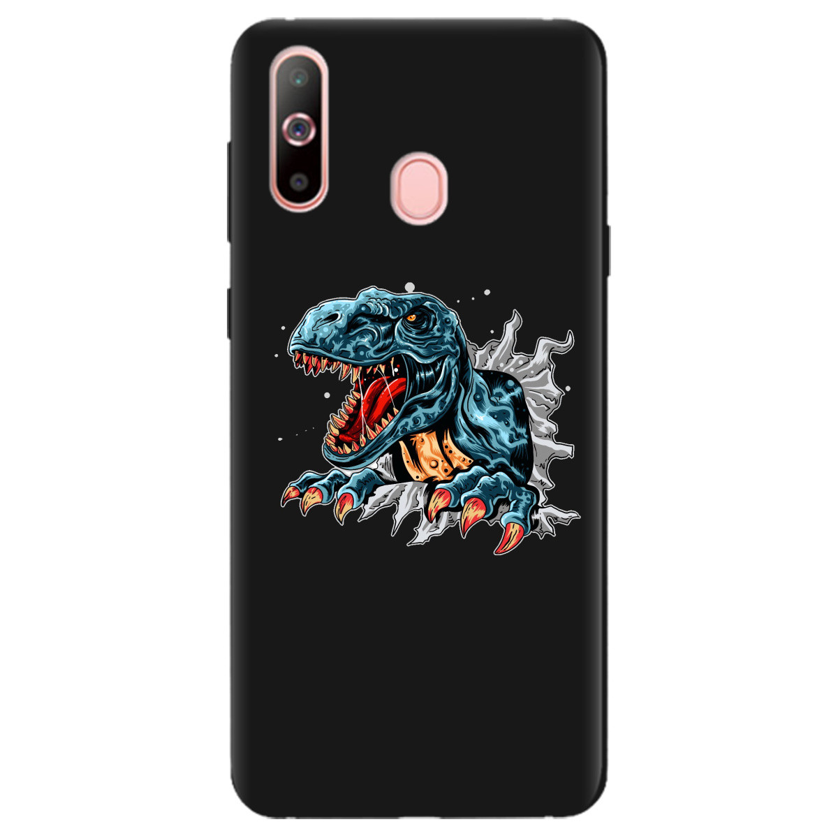 Гарний бампер із силікону з картинкою на телефон Samsung Galaxy A60 | матовий (чорний) "Rex"