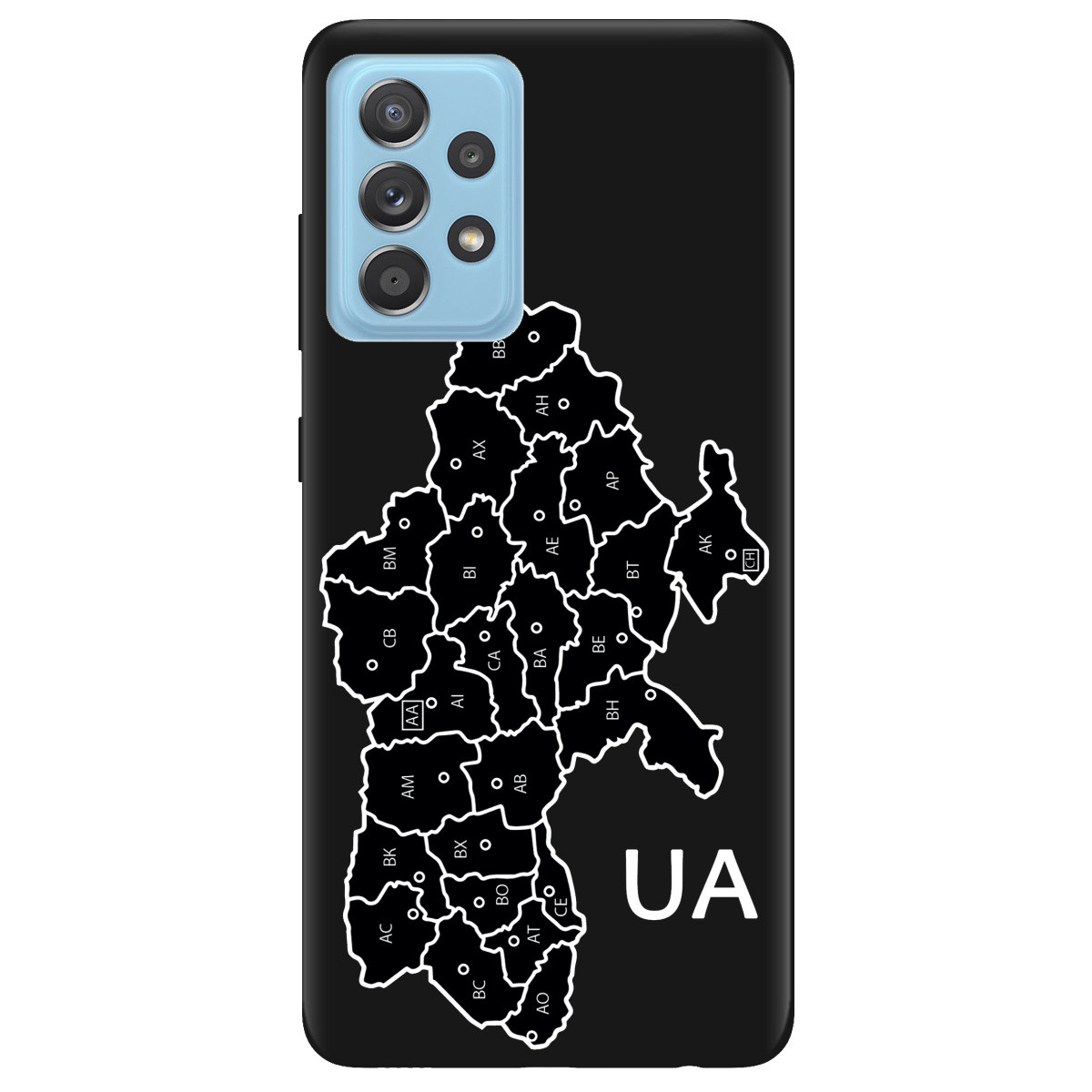 Силіконова накладка (бампер) з малюнком для телефону Samsung Galaxy A52 | матовий (чорний) RU