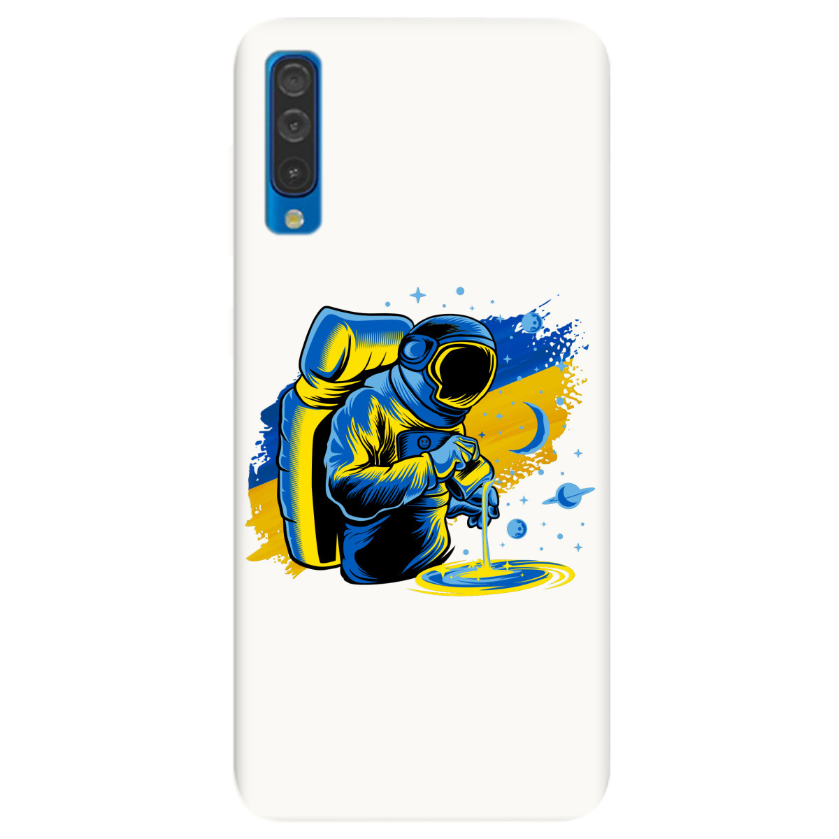 Оригінальний силіконовий чохол на телефон Samsung A50s | матовий (Білий) патріотичний, фото 1