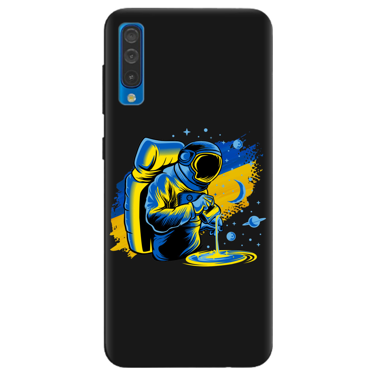 Оригінальний чохол із силікону з малюнком для телефону Samsung A50s | матовий (чорний) "Корабль"