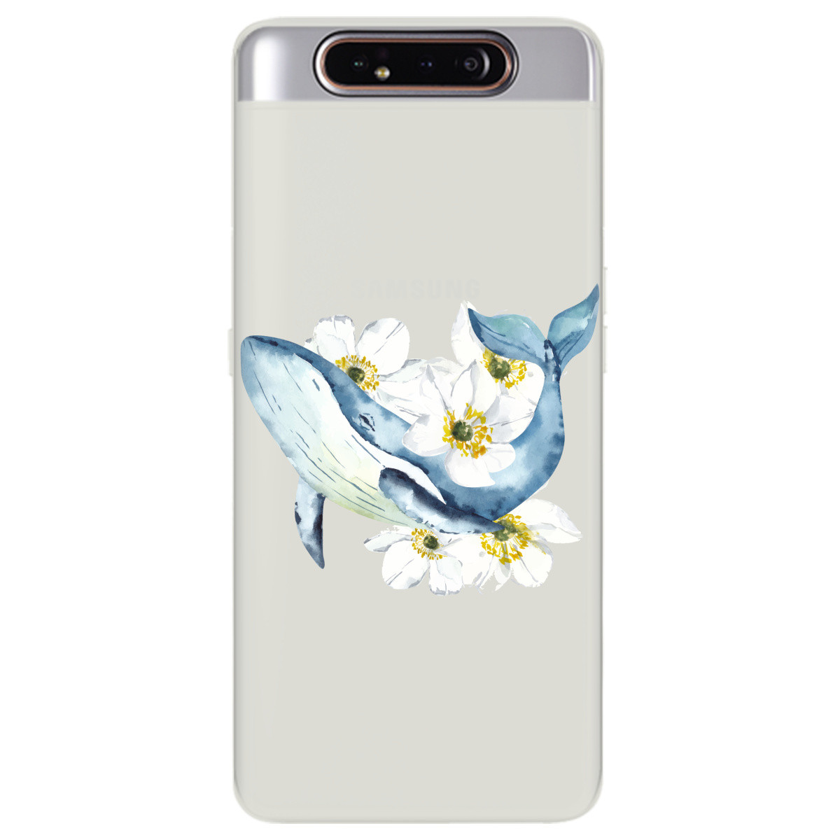 Оригінальний бампер із силікону з малюнком на телефон Samsung A80 | матовий | soft touch "Кіт"
