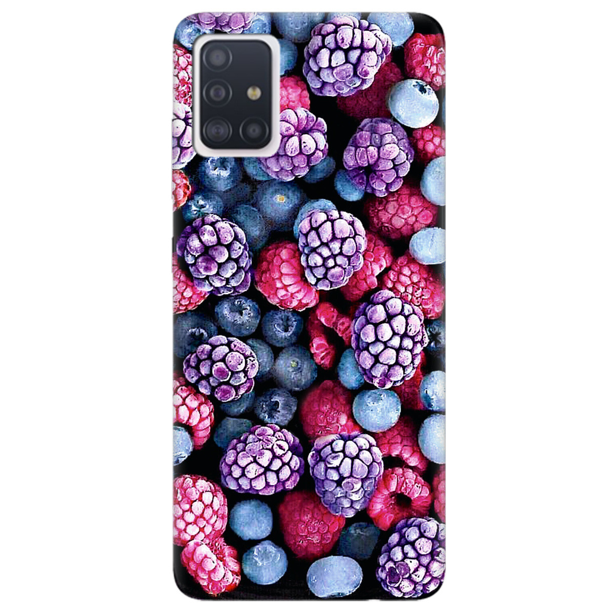 Гарний бампер із силікону з малюнком для телефону Samsung Galaxy A71 | "Frosty berry"