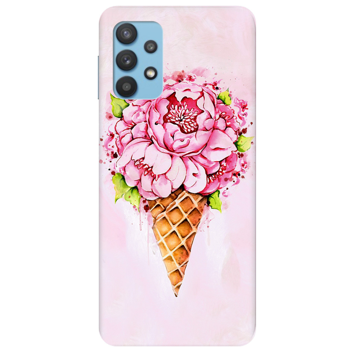 Красивий бампер для телефону Samsung A32 (4G) | (рожевого кольору) "Ice cream"