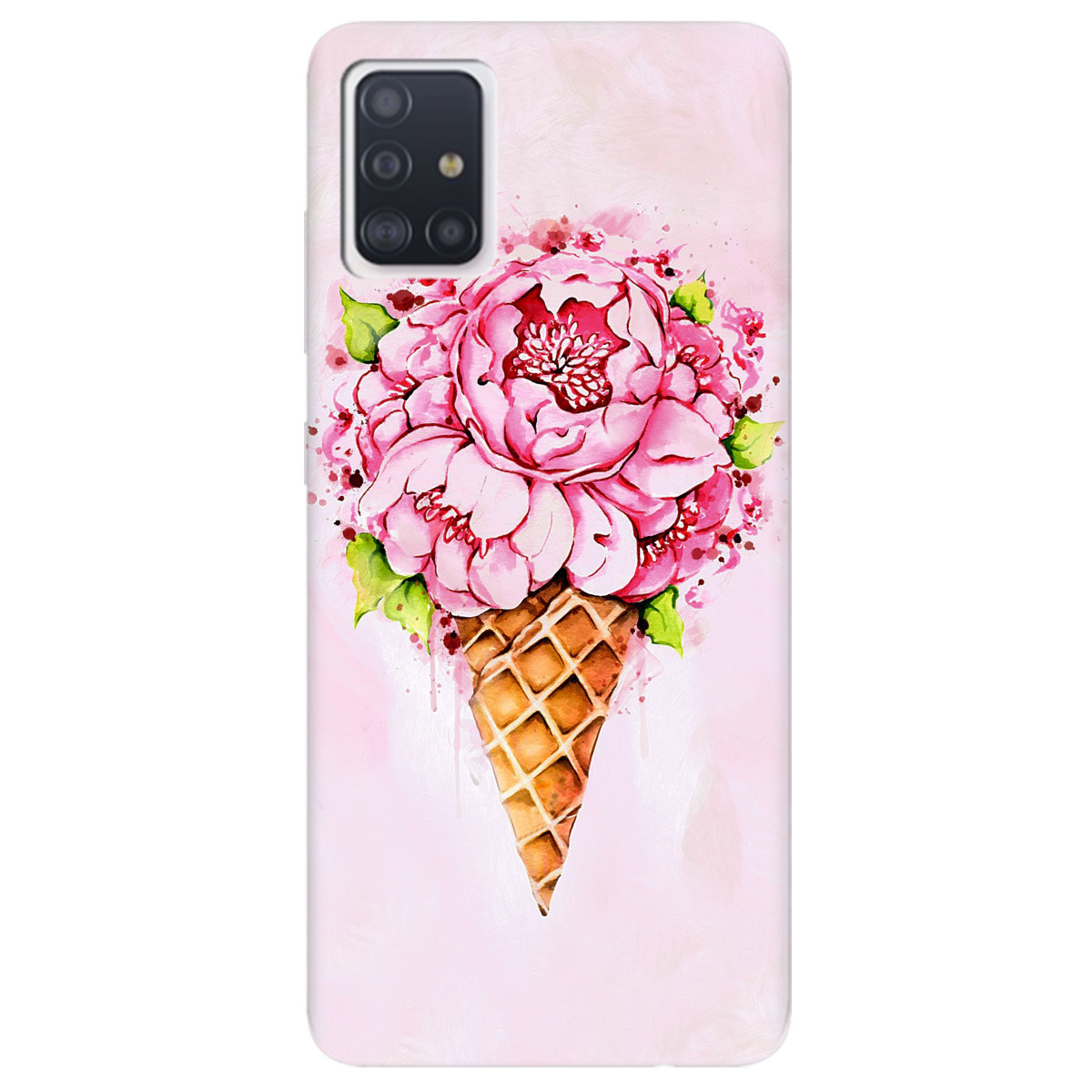 Оригінальний бампер із силікону з картинкою на смартфон Samsung A71 | (рожевого кольору) "Ice cream"