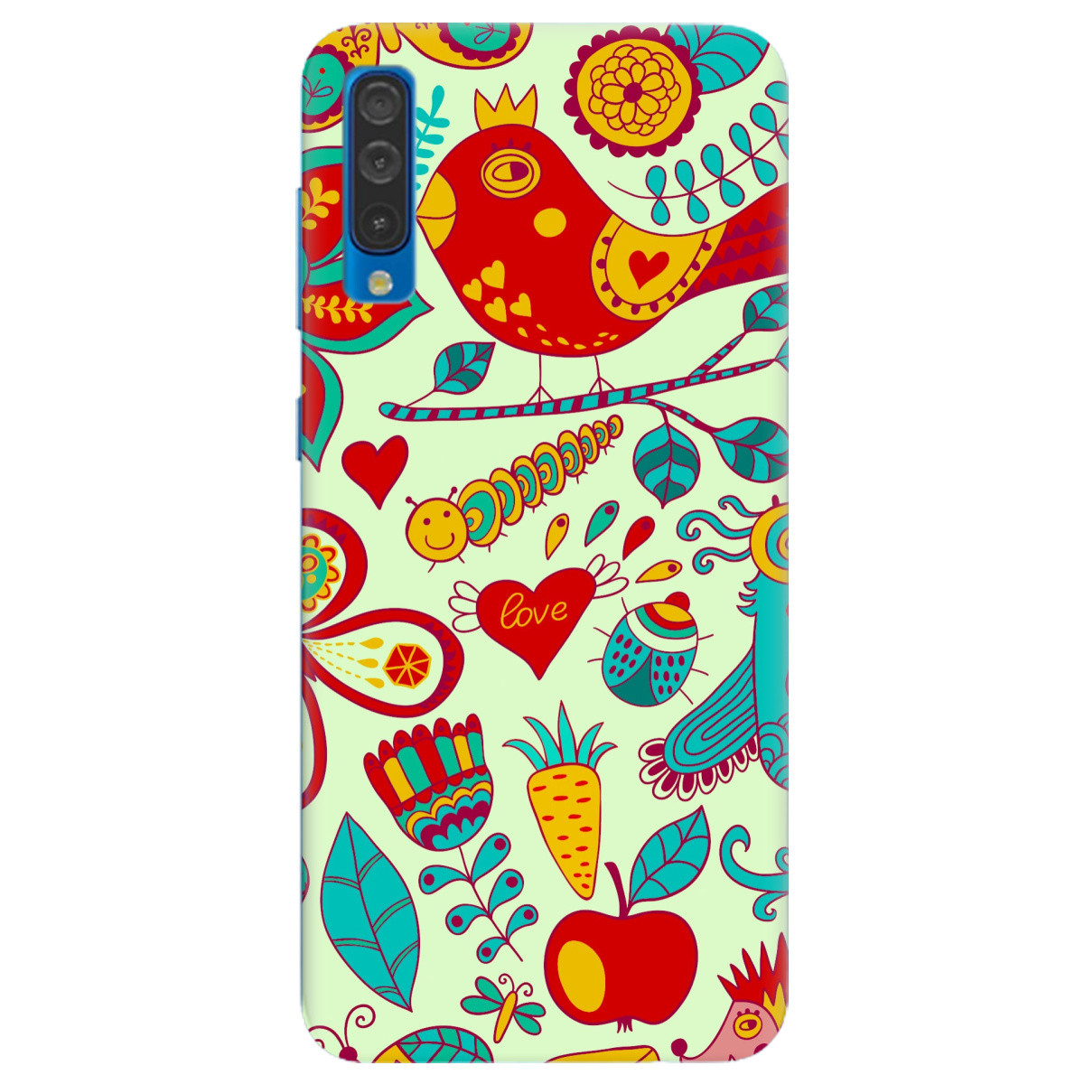 Бампер силіконовий для бездротової зарядки з принтом на телефон Samsung A30s "Birds", фото 1