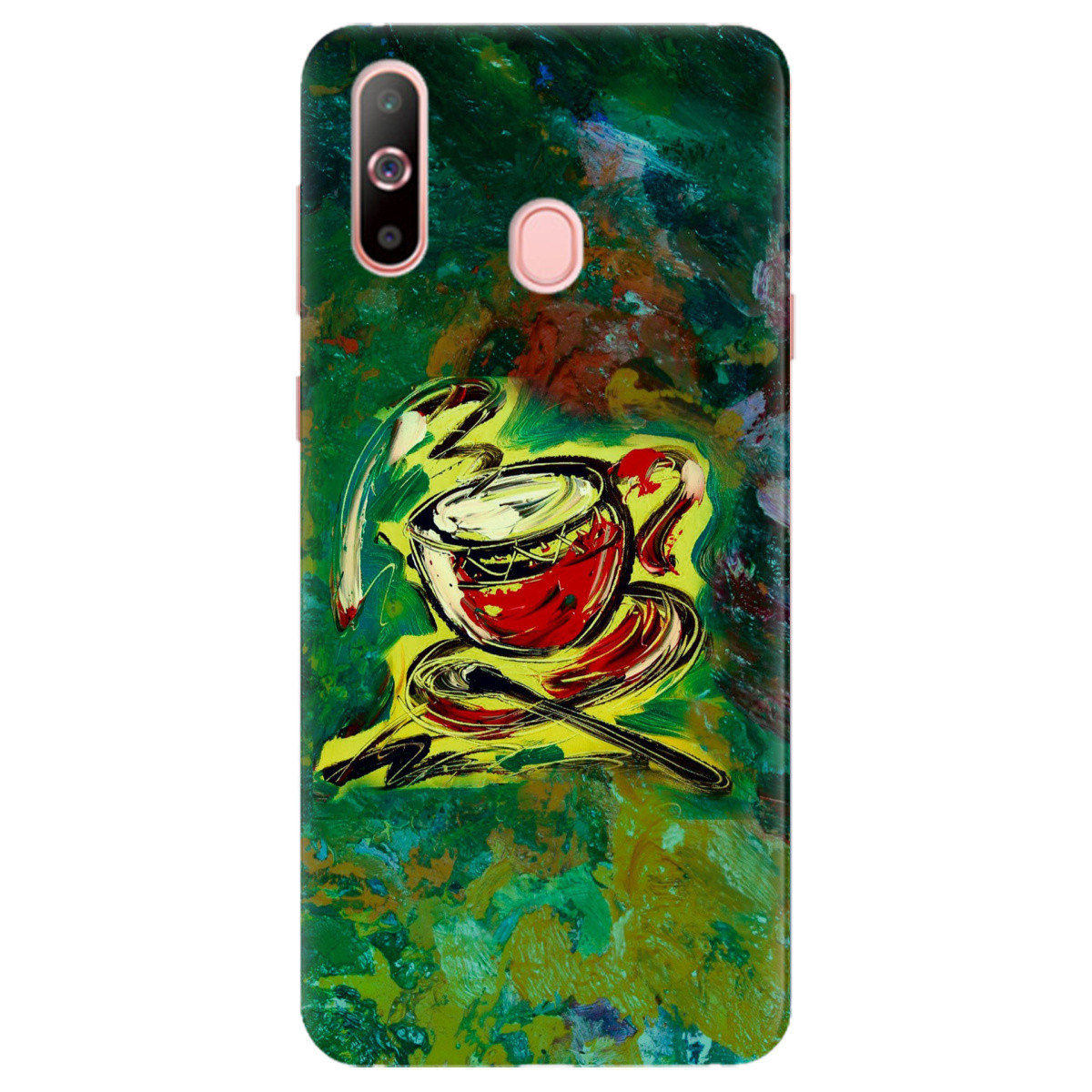 Оригінальний чохол із силікону з принтом для смартфона Samsung Galaxy A60 | (зелений) | "Cappuccino", фото 1