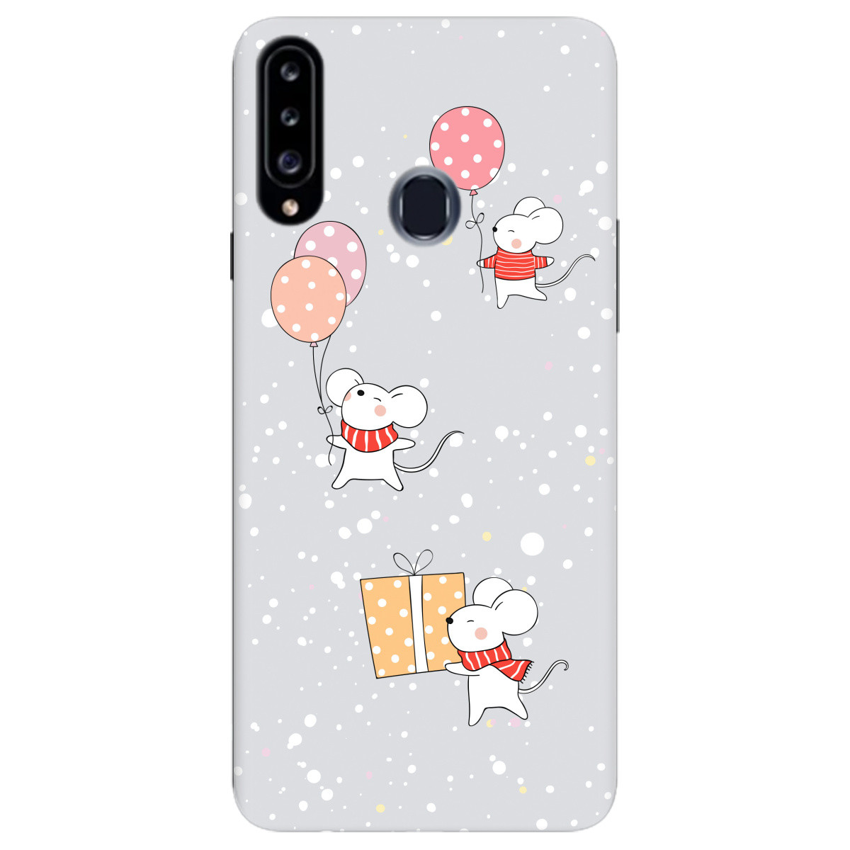 Прекрасний силіконовий бампер з картинкою для смартфона Samsung A20s | сірий | "Celebration"