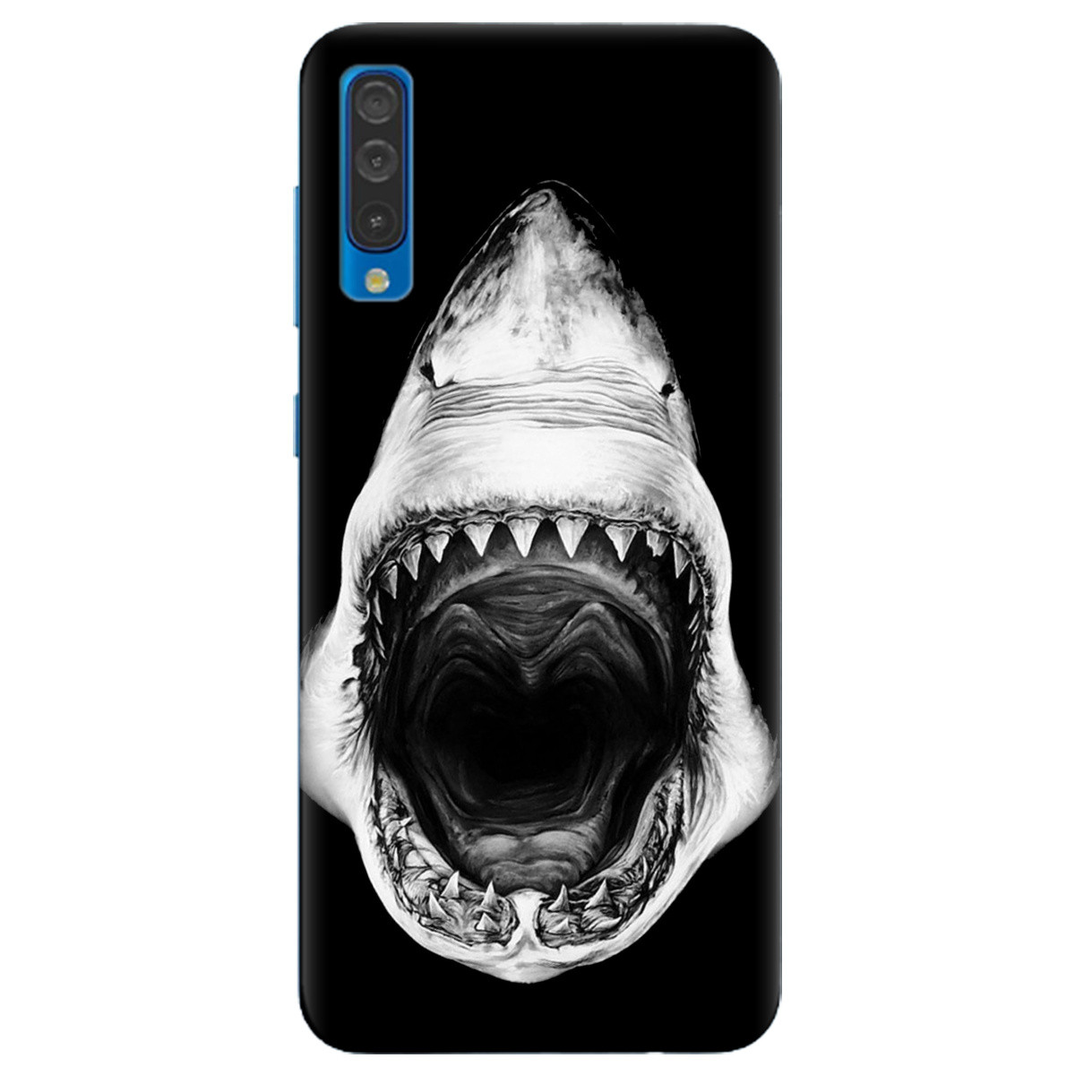 Чохол силіконовий для бездротової зарядки із малюнком на смартфон Samsung A30s | "Dark shark"
