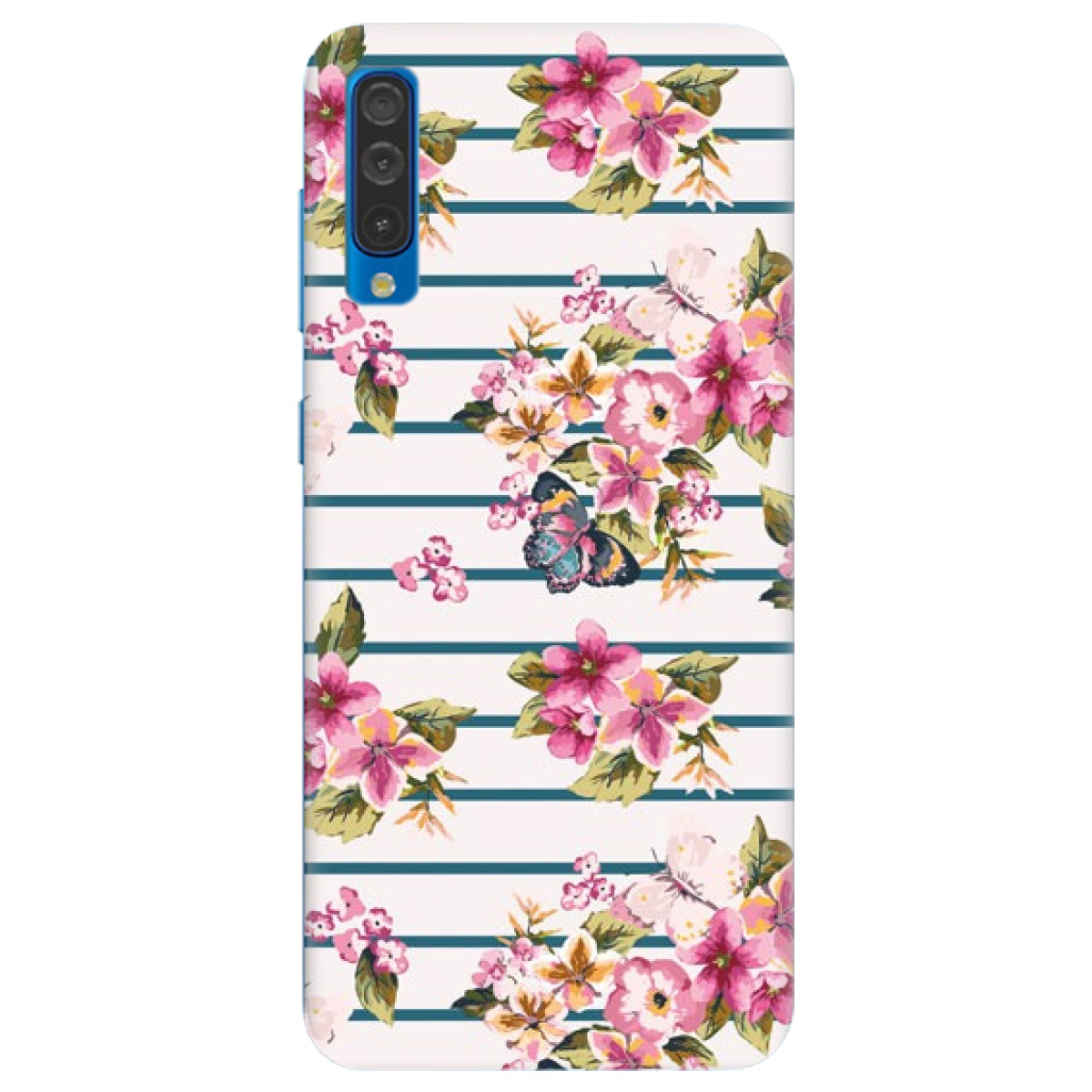 Гарний бампер із силікону з малюнком на смартфон Samsung A30s | білий | "Deleite florales"