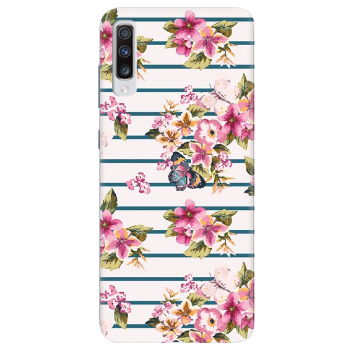 Гарний бампер із силікону з малюнком для телефону Samsung Galaxy A70 | білий | "Deleite florales"