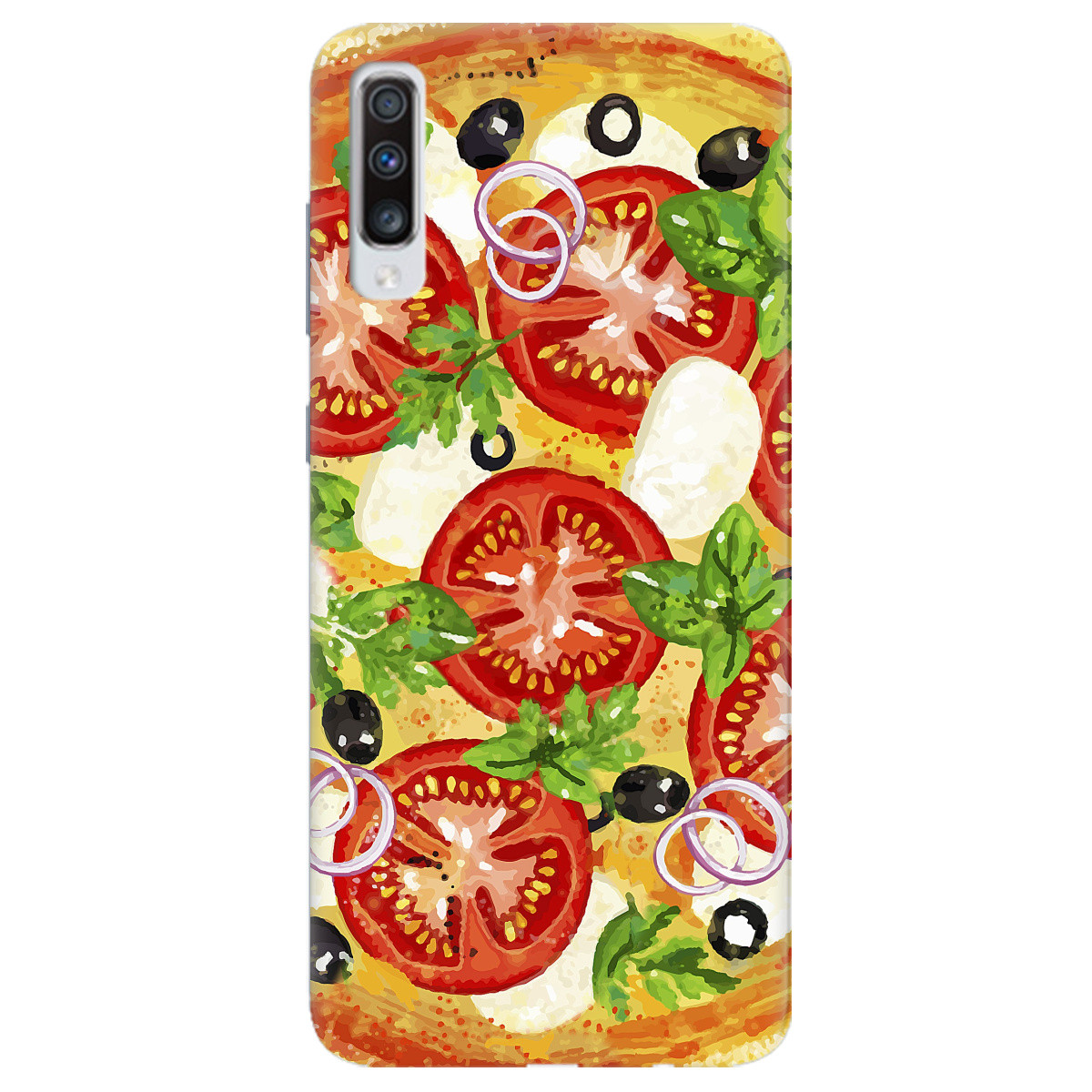 Красивий чохол із силікону з принтом на телефон Samsung A70 "Pizza"