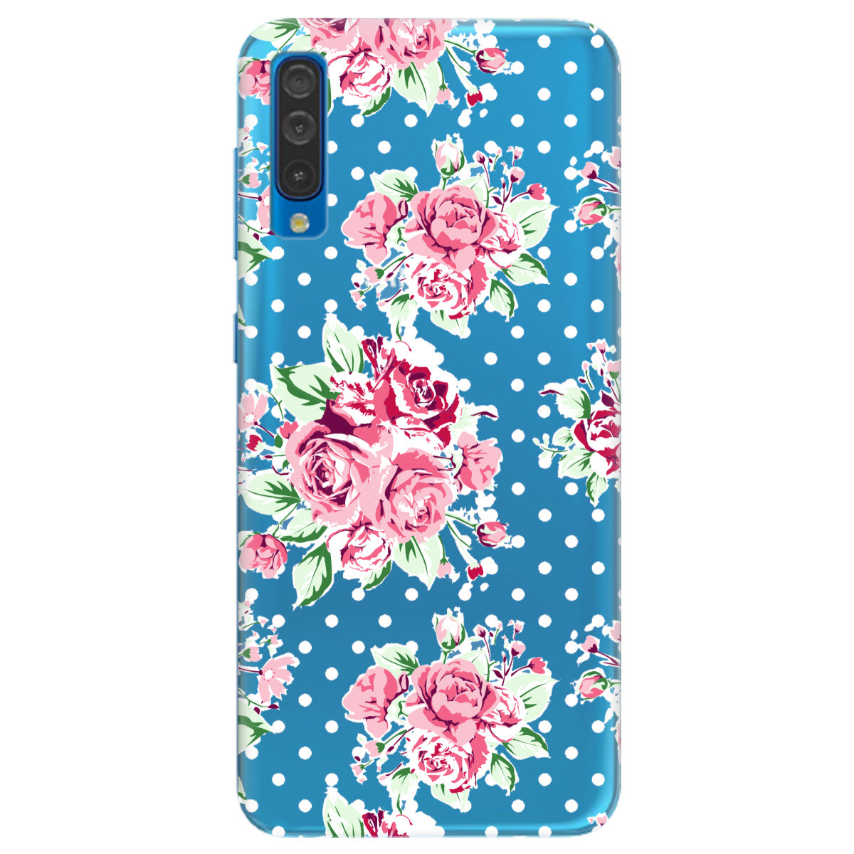 Гарний бампер із силікону з принтом для телефону Samsung Galaxy A30s | бірюзовий | "Rose", фото 1