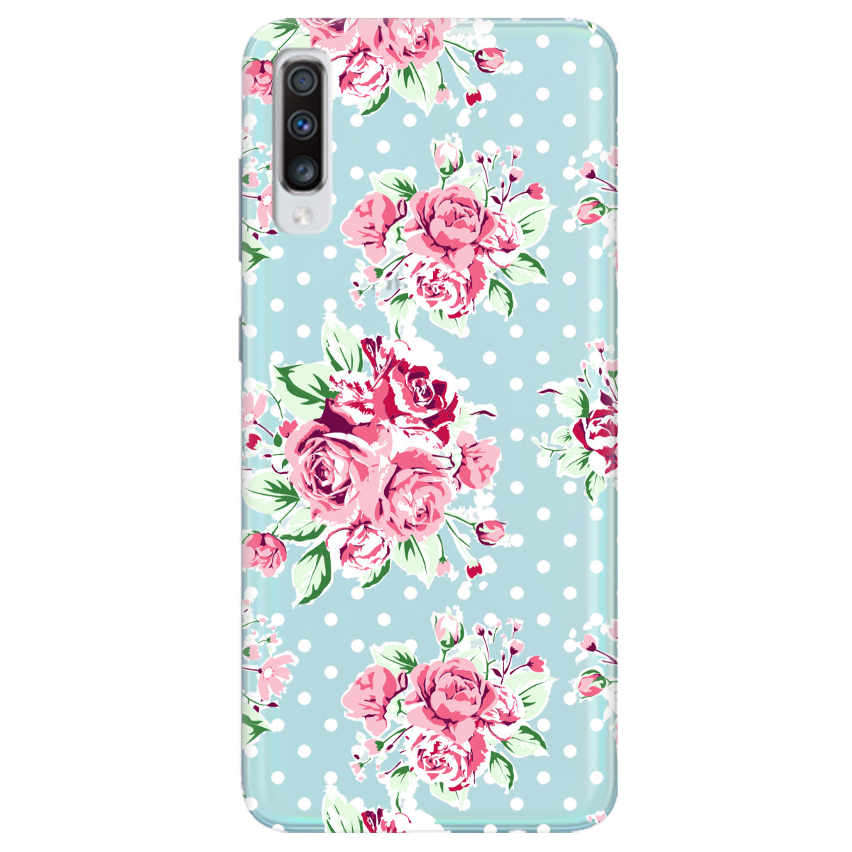 Гарний силіконовий бампер із принтом для телефону Samsung Galaxy A70 | бірюзовий | "Rose"