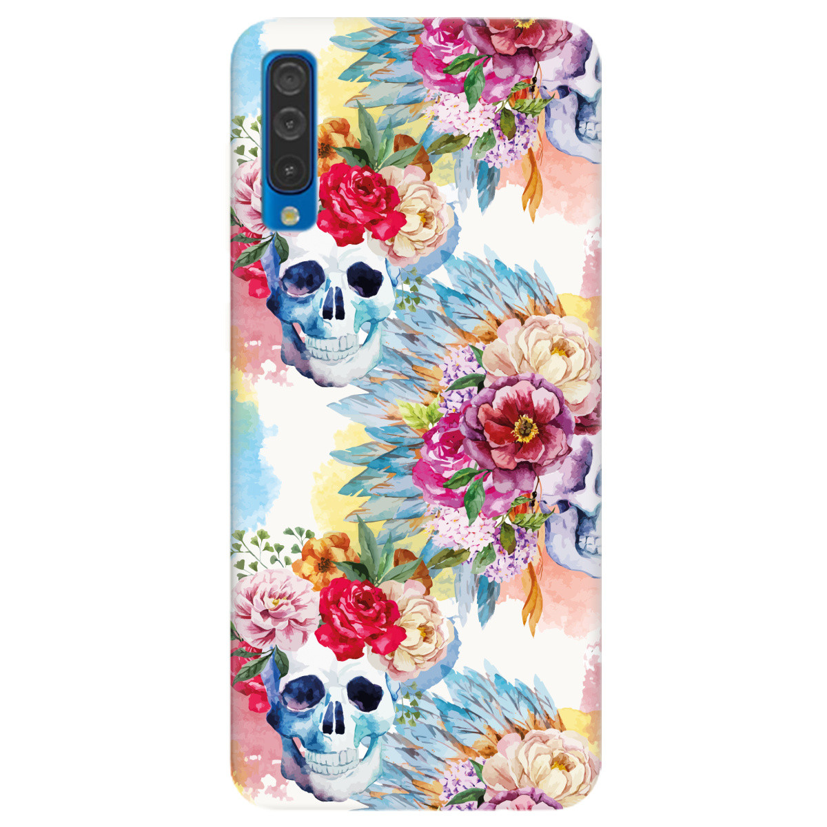 Красивий силіконовий чохол із малюнком на смартфон Samsung A30s | матовий (Білий) | "Черепки", фото 1