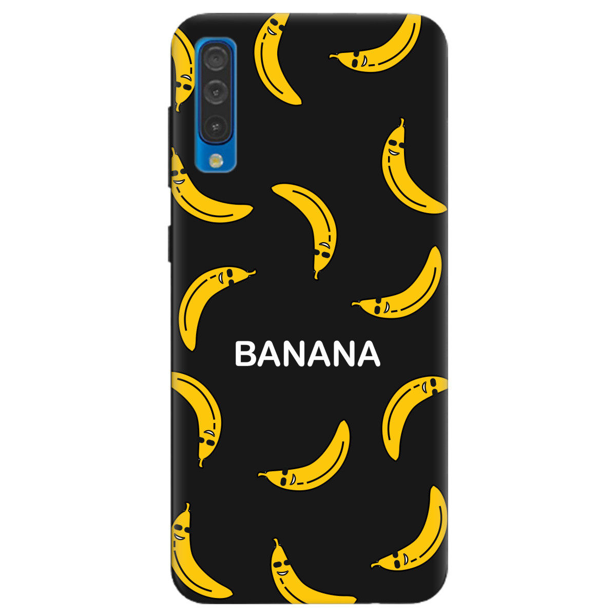 Оригінальний чохол із силікону із малюнком для смартфона Samsung A50s | матовий (чорний) "Bananas"