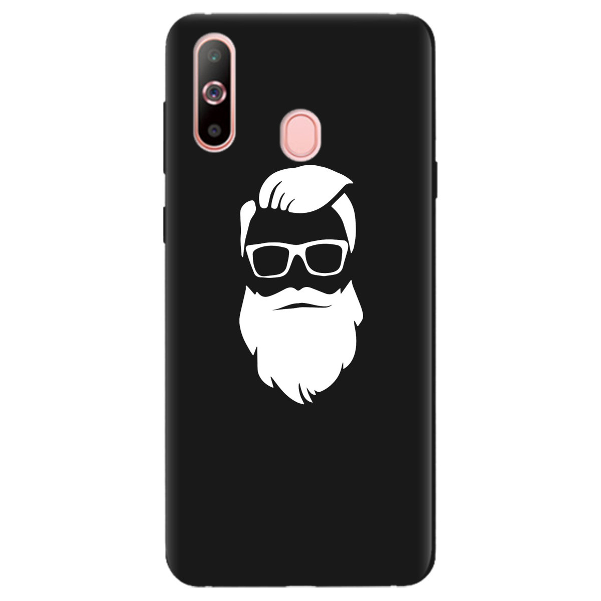 Гарний бампер із силікону з принтом на телефон Samsung Galaxy A60 | матовий (чорний) "Beard"