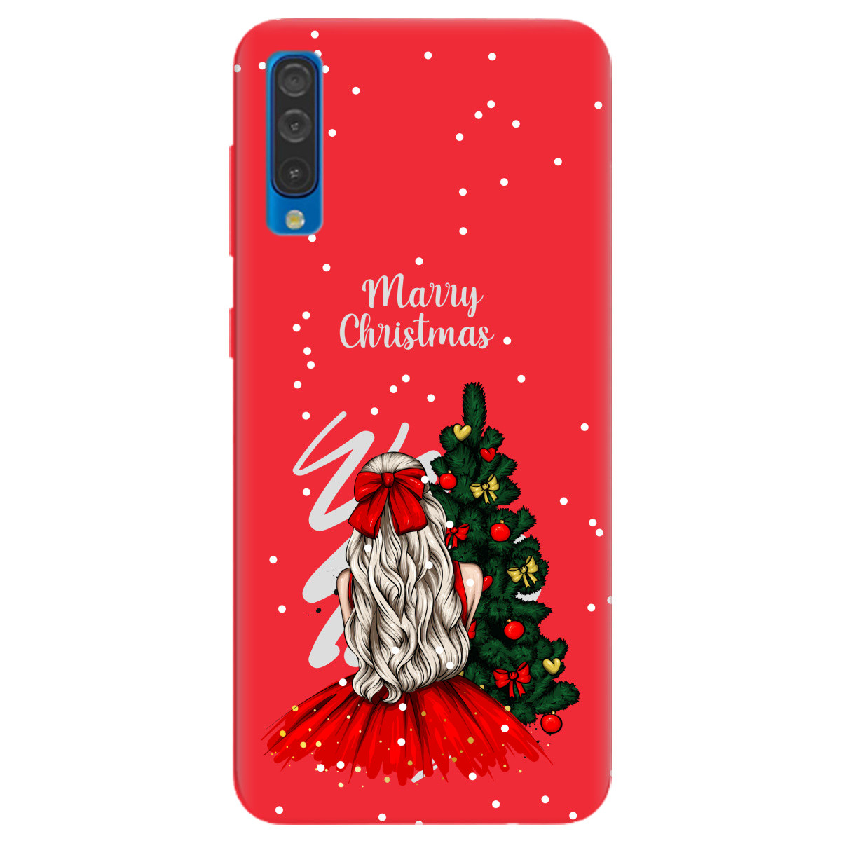 Бампер (чохол) на смартфон з фото Samsung Galaxy A50 | матовий (червоний) "Beautiful christmas"